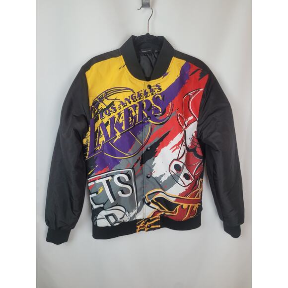 New Era Men's Multi Basketball Teams Bomber Blousen Jacket Coat Medium - Picture 1 of 10